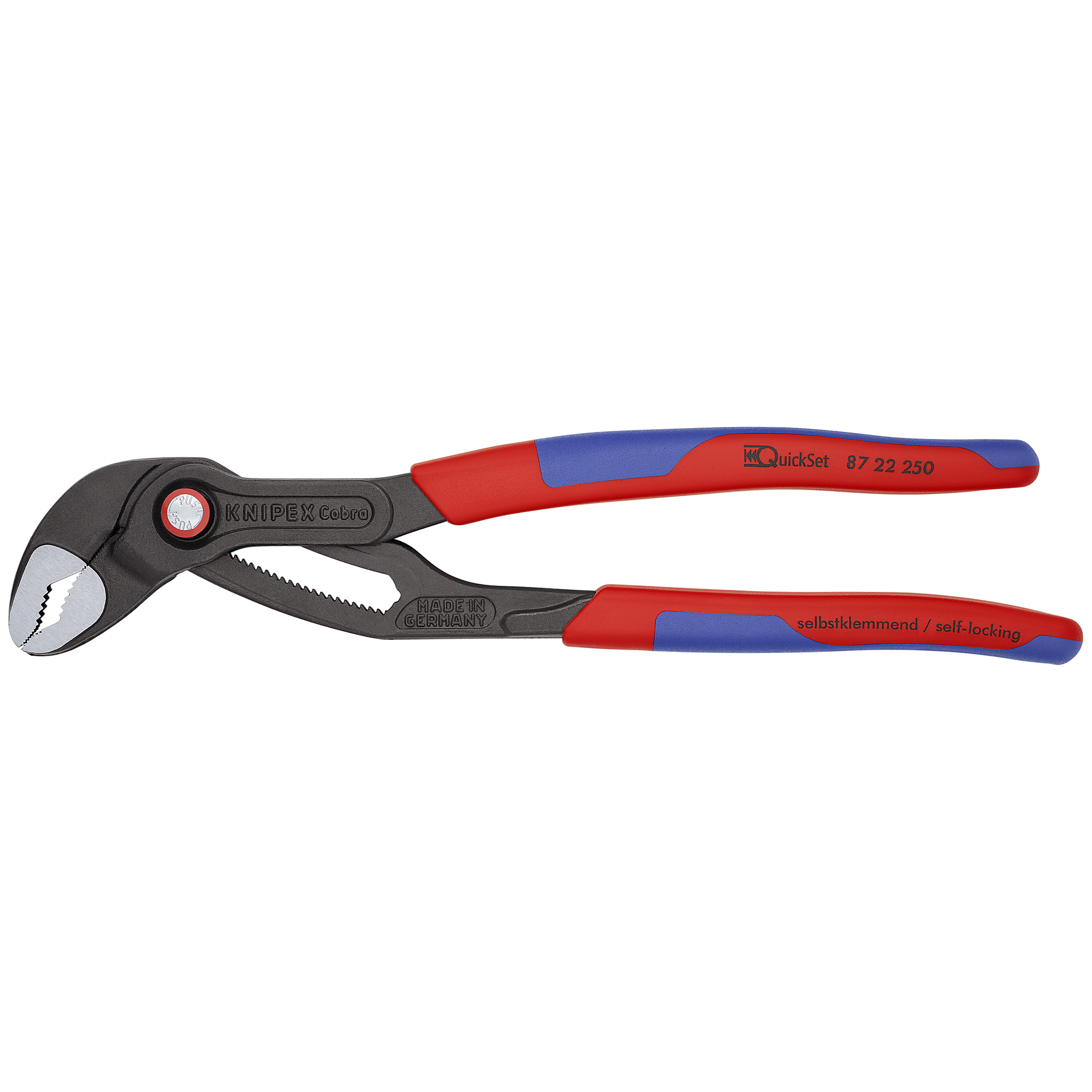 KNIPEX Cobra QuickSet Water Pump Pliers - 10in., Comfort Grip, Chrome Vanadium, 2in. Jaw Capacity, Model# 87 22 250